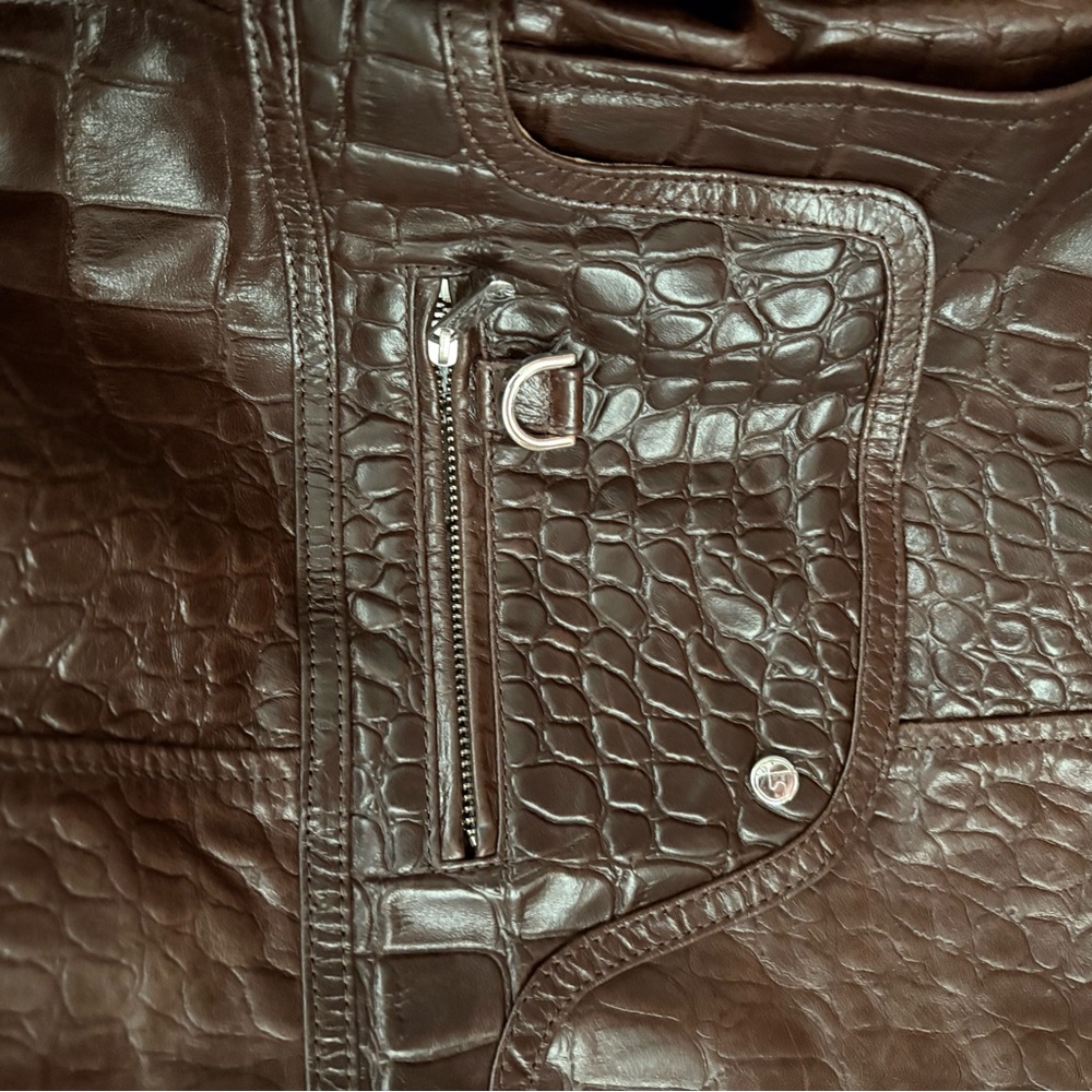 Saks Potts Dark Brown Croc-Embossed Jacket - Picture 7 of 7